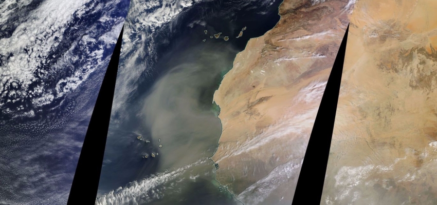 Huge dust cloud south of the Canary Islands