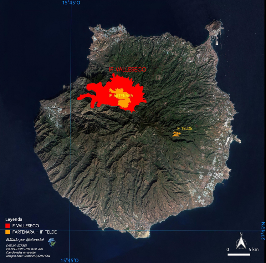 Gran Canaria fire burning out of control and devastating the Tamadaba forest